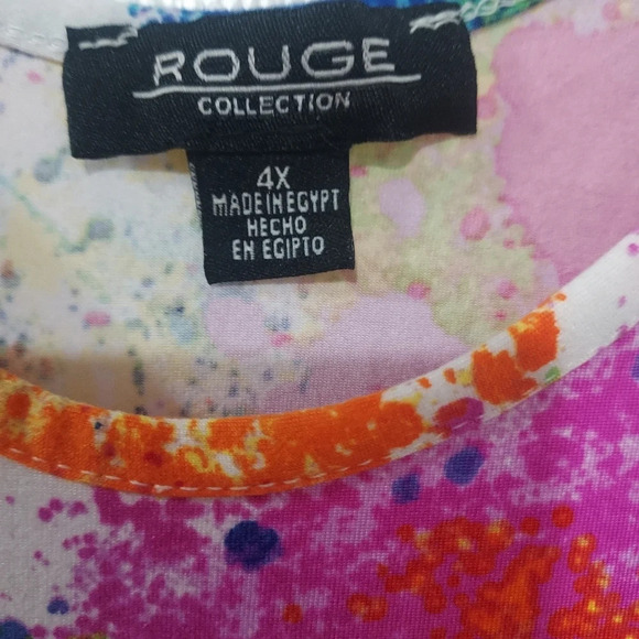 Rouge Collection Multicolored Paint Splatter Sleeveless Top in Size 4X - Picture 2 of 8